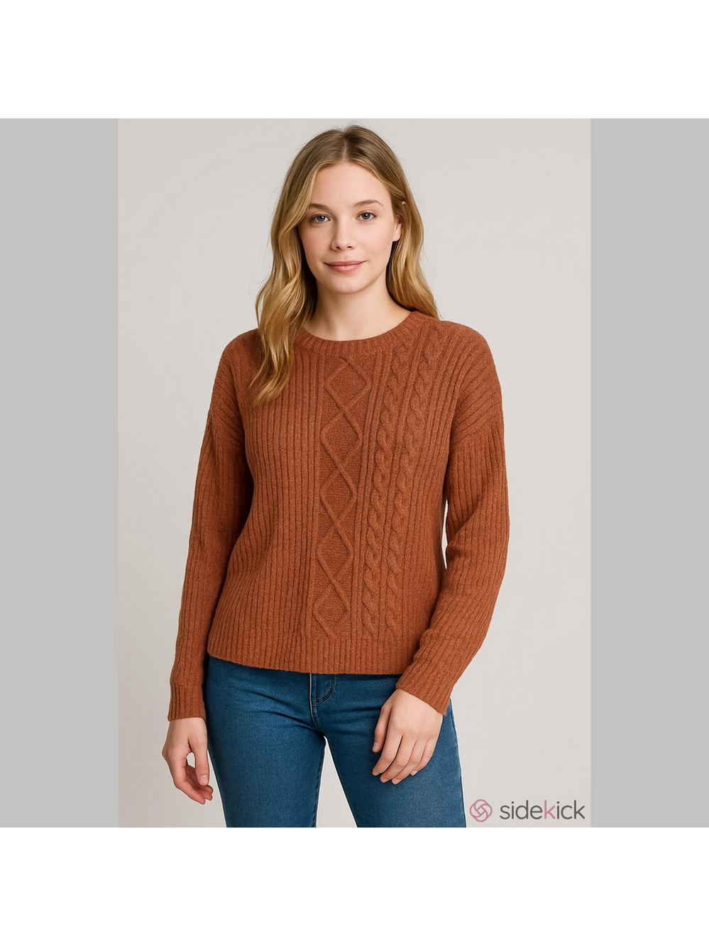 Sew In Love Chunky Crew Neck Sweater Womens Small Textured Fisherman Cable Knit - Picture 2 of 10